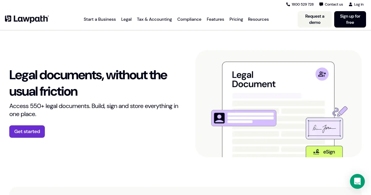 LawPath pricing page