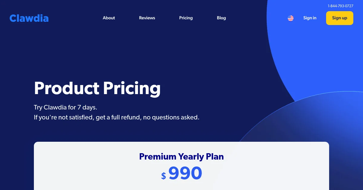 Clawdia pricing page