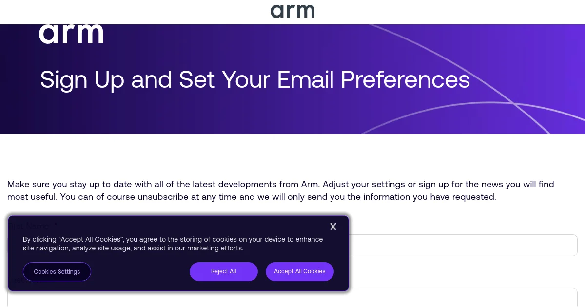 Arm pricing page