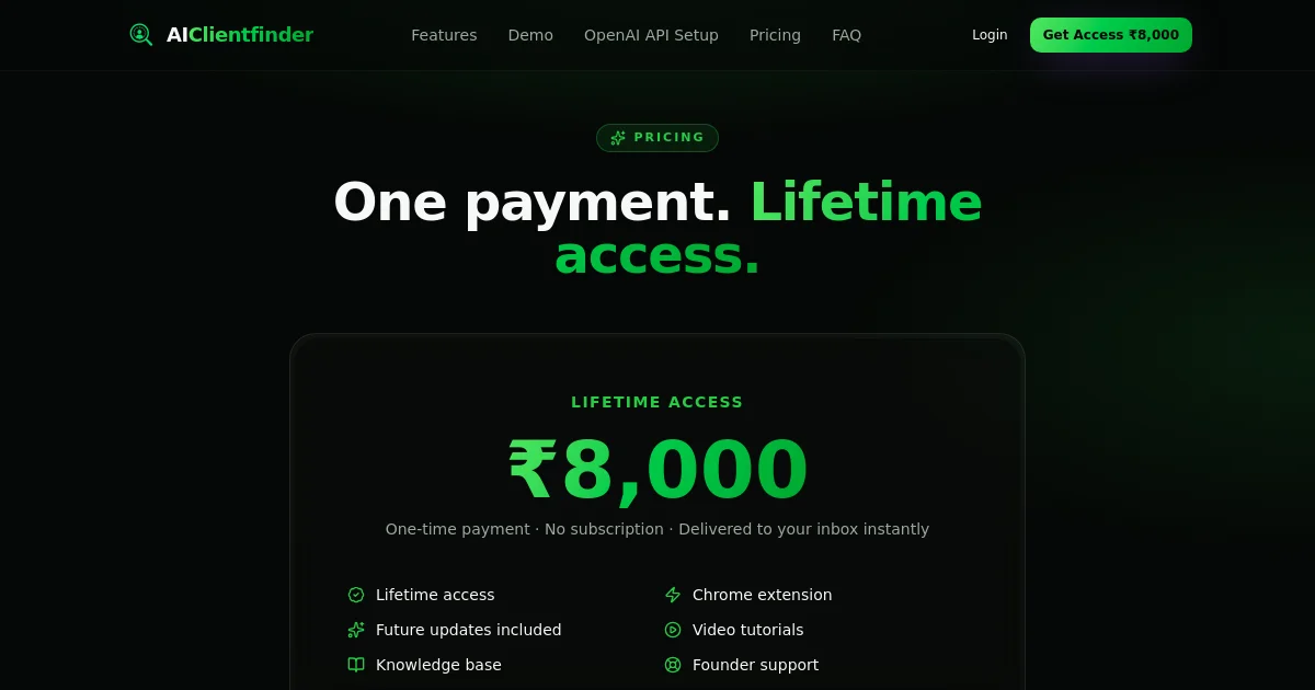 Aiclientfinder pricing page