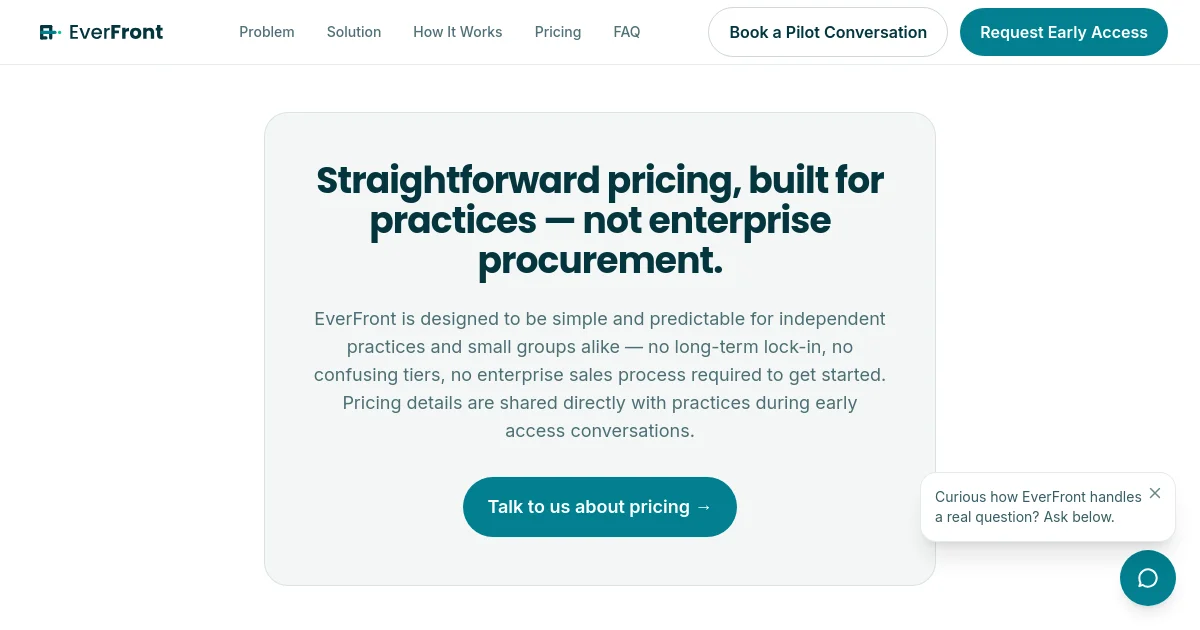 Everfront pricing page