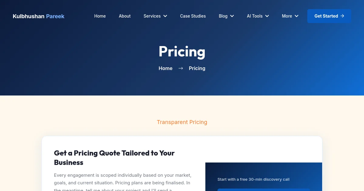 kulbhushan pareek pricing page