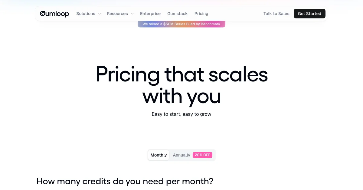 Gumloop pricing page
