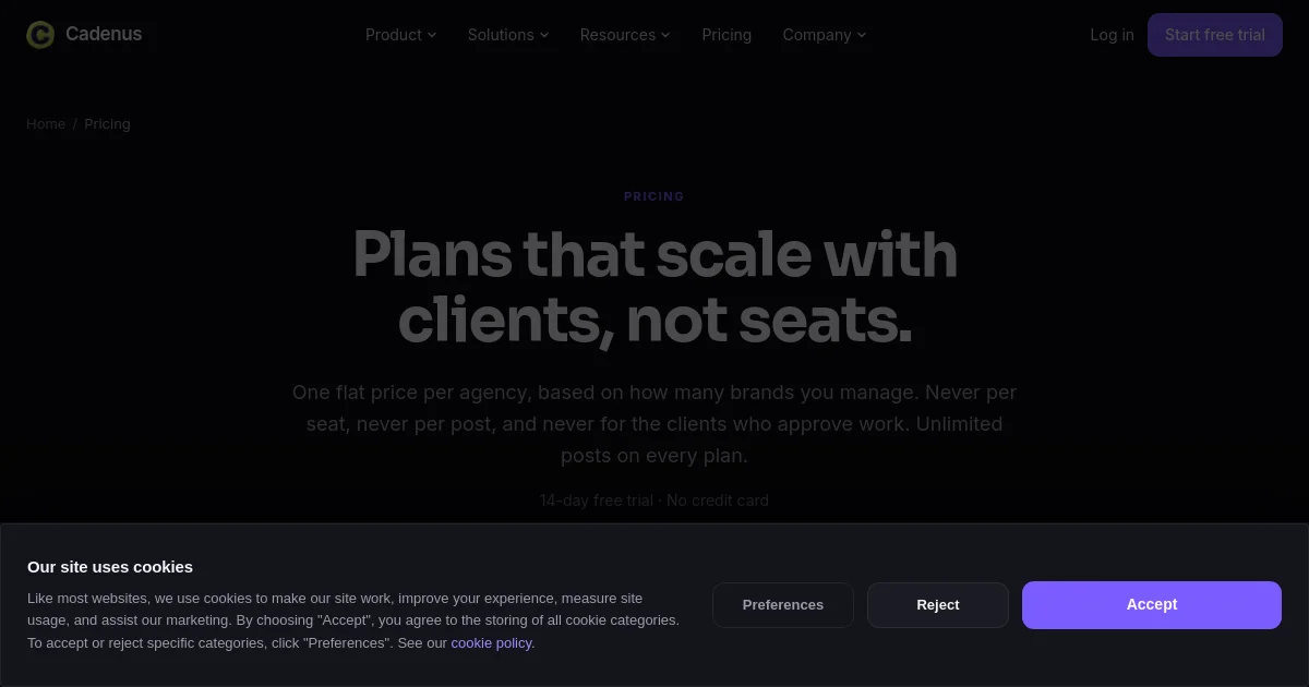 Cadenus pricing page