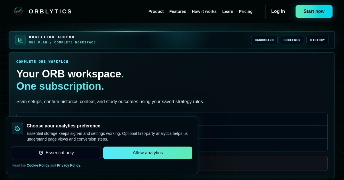 Orblytics pricing page
