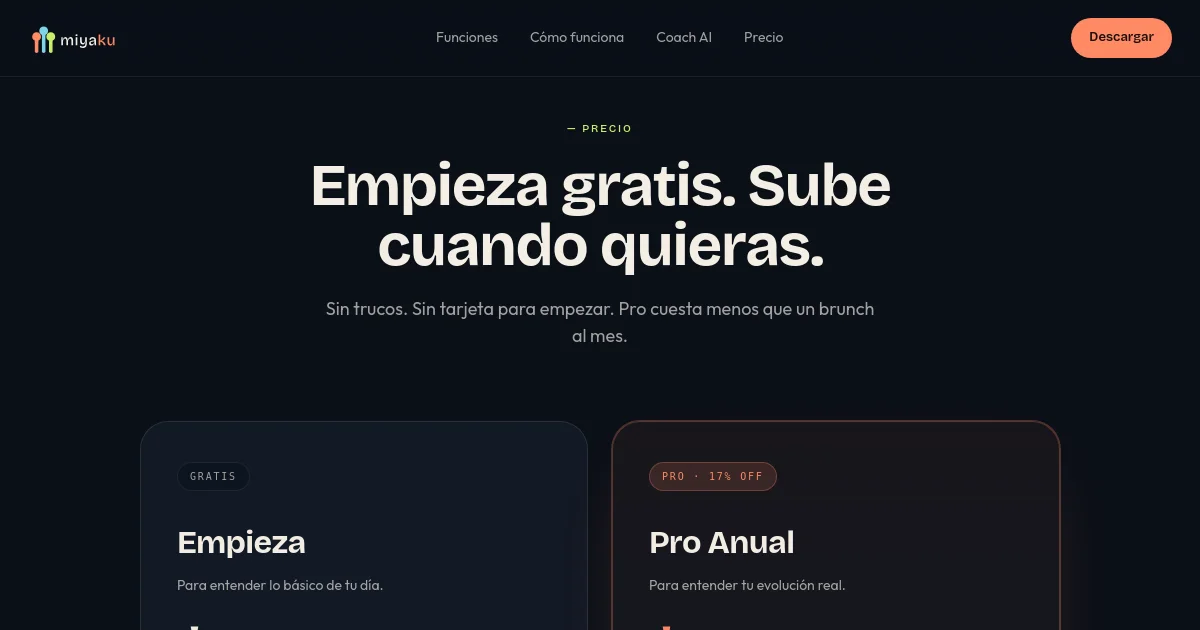 Miyaku pricing page