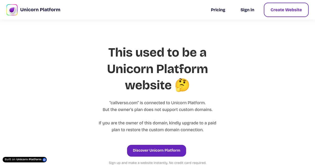 Callverso pricing page