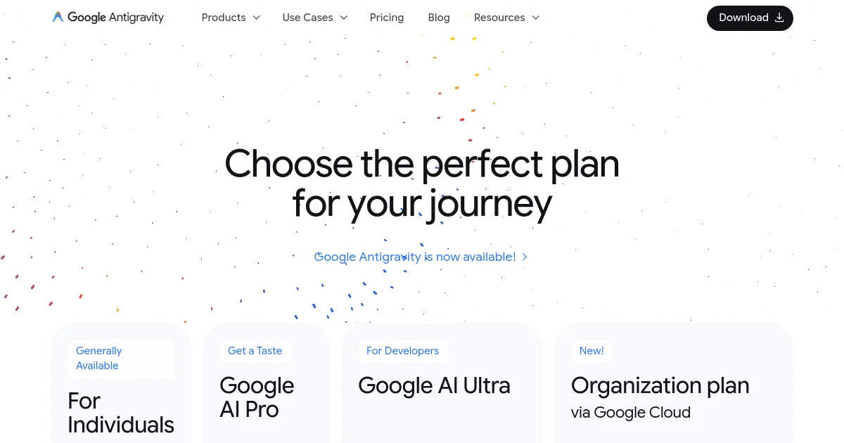 Antigravity pricing page