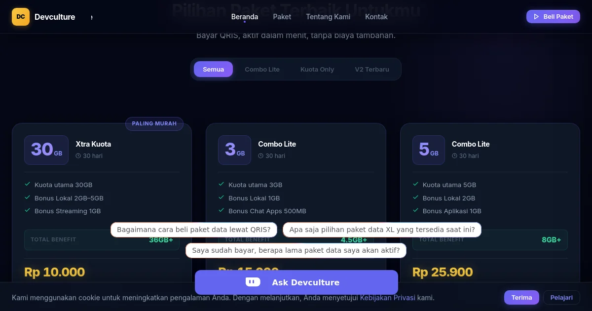 Devculture pricing page