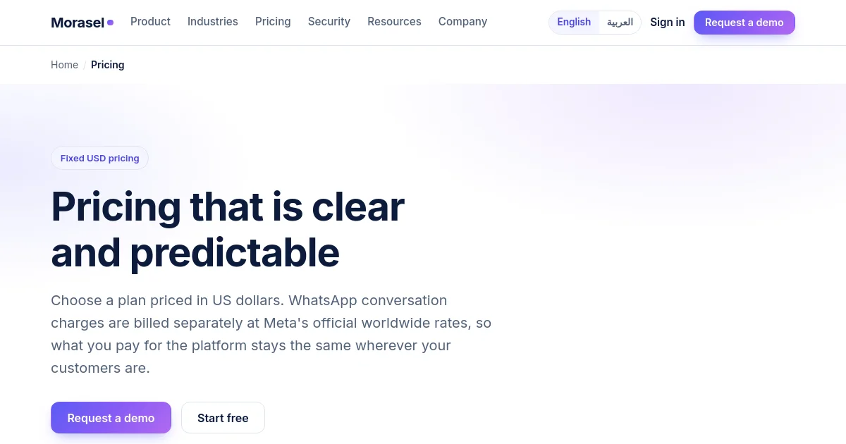 Morasel pricing page