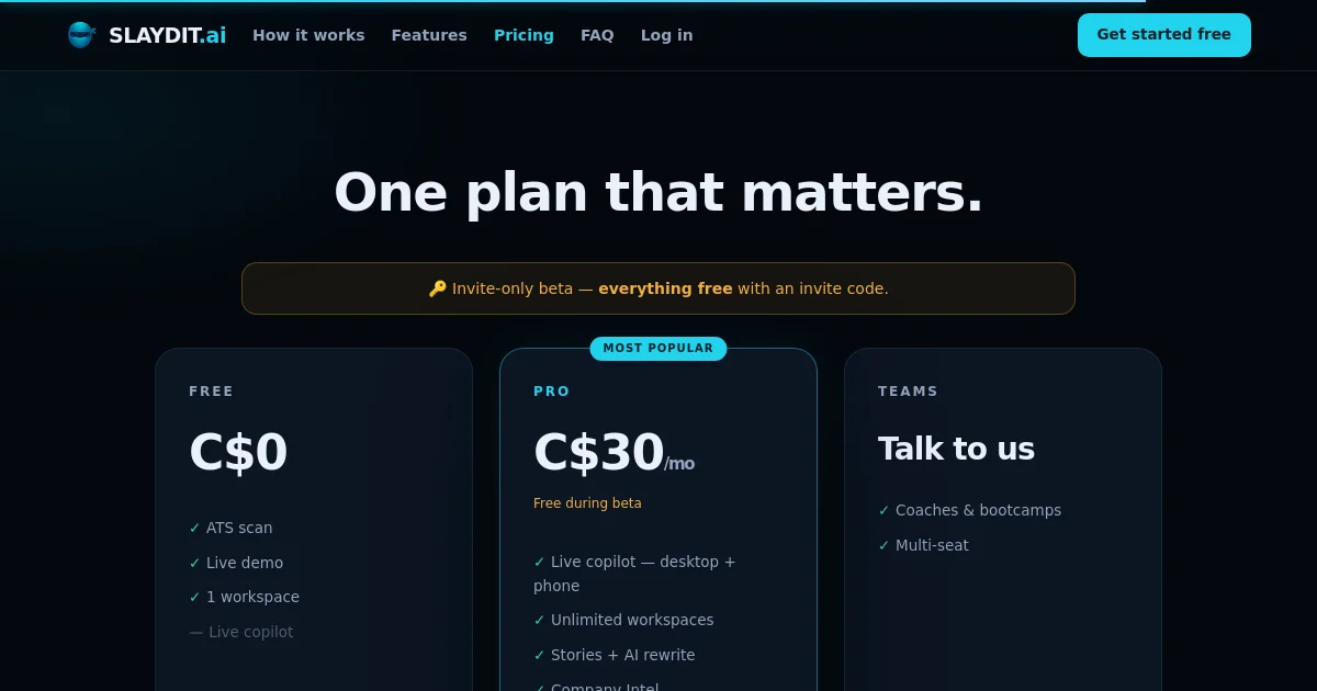 Slaydit pricing page