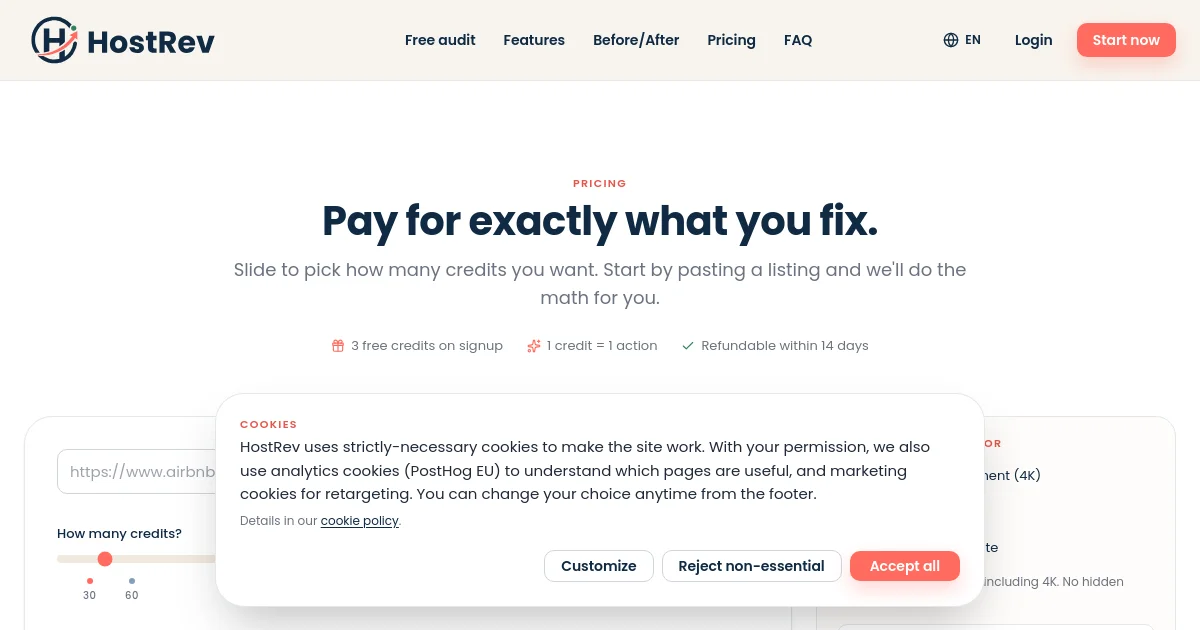 Hostrev pricing page