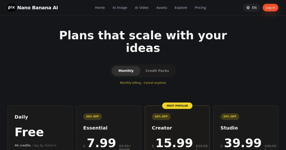 Gptpix pricing page