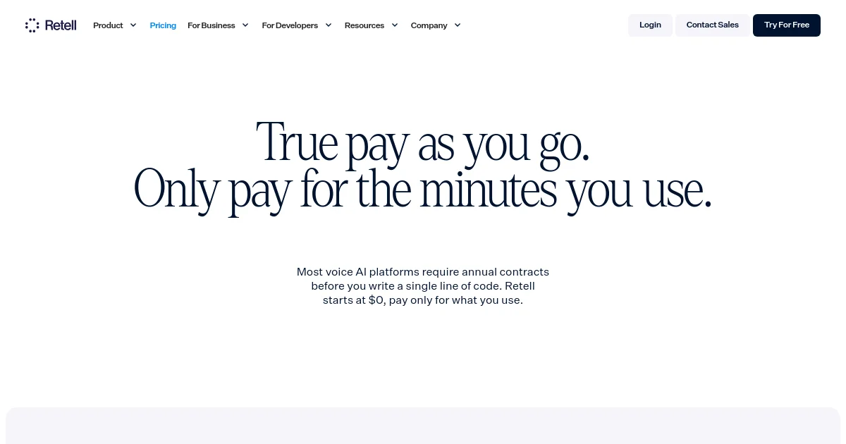 Retell AI pricing page