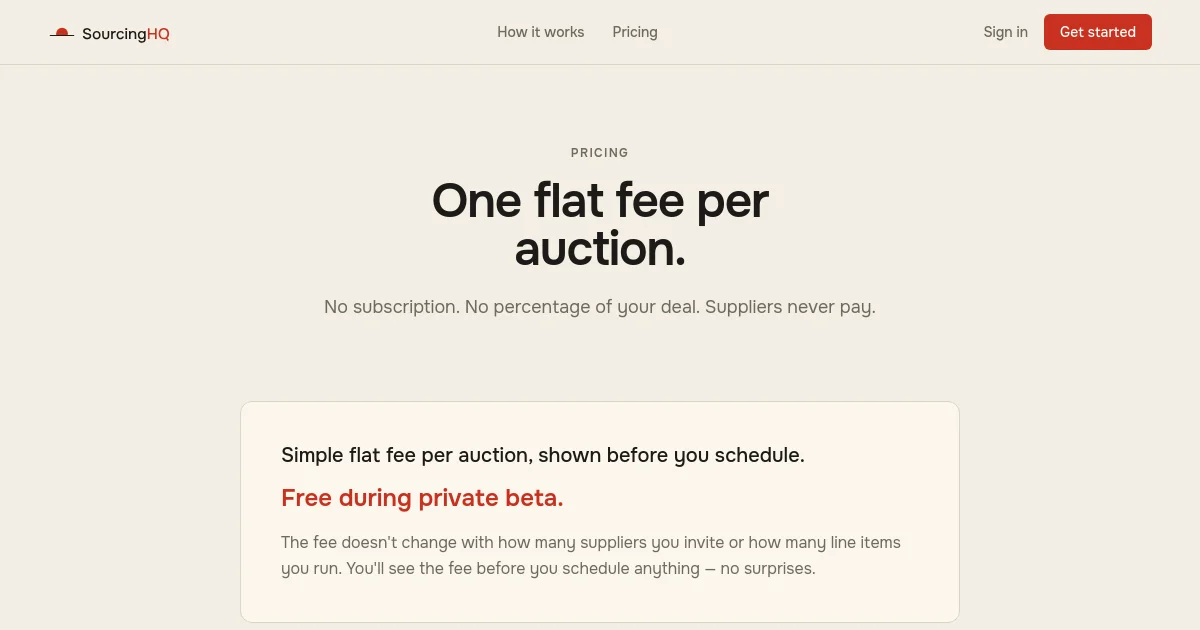 Sourcinghq pricing page