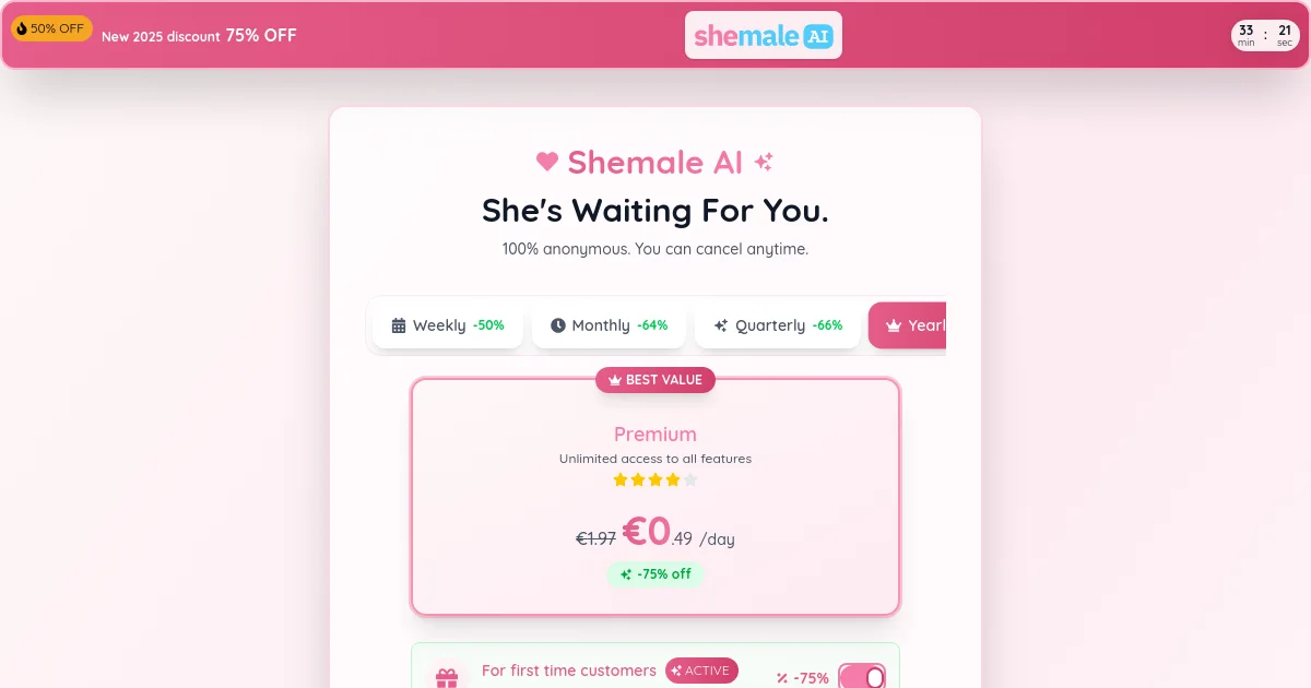 AI Shemale pricing page