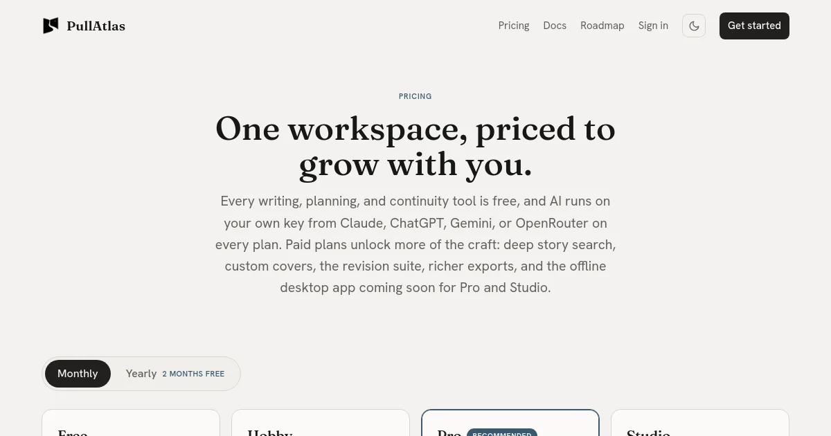 Pullatlas pricing page