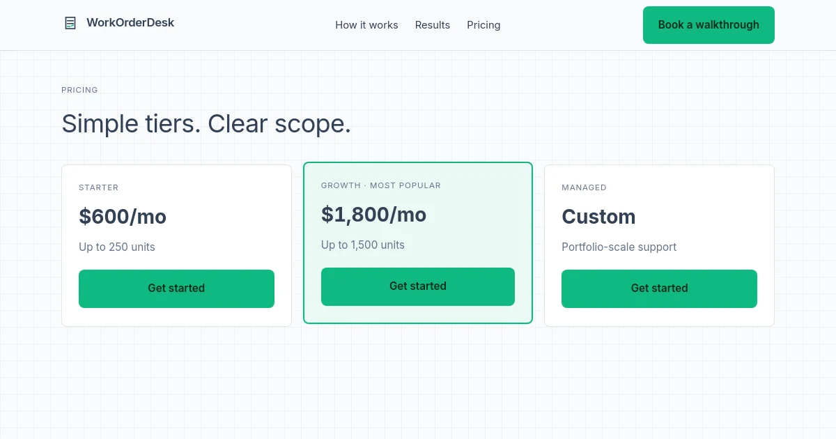 Workorderdesk pricing page