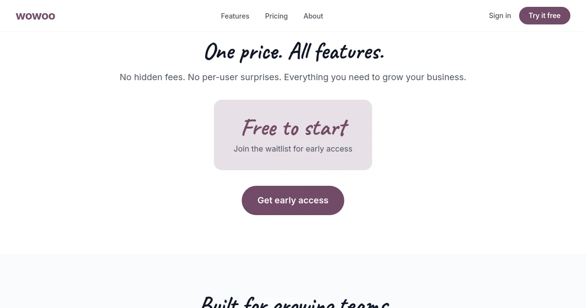 Wowoo pricing page