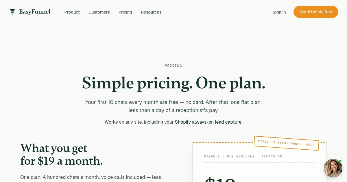 EasyFunnel pricing page