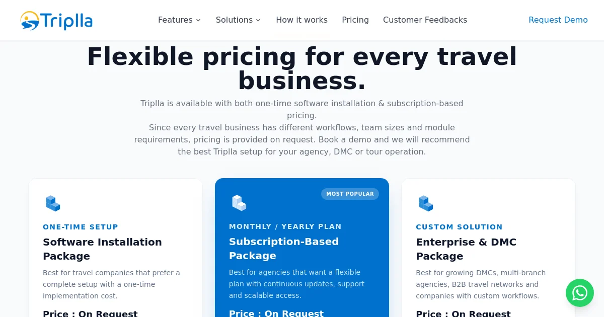 Triplla pricing page