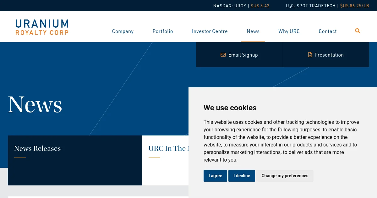 Uranium Royalty . pricing page