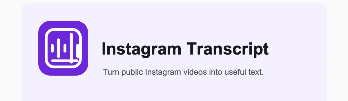 Instagram Transcript Generator header image