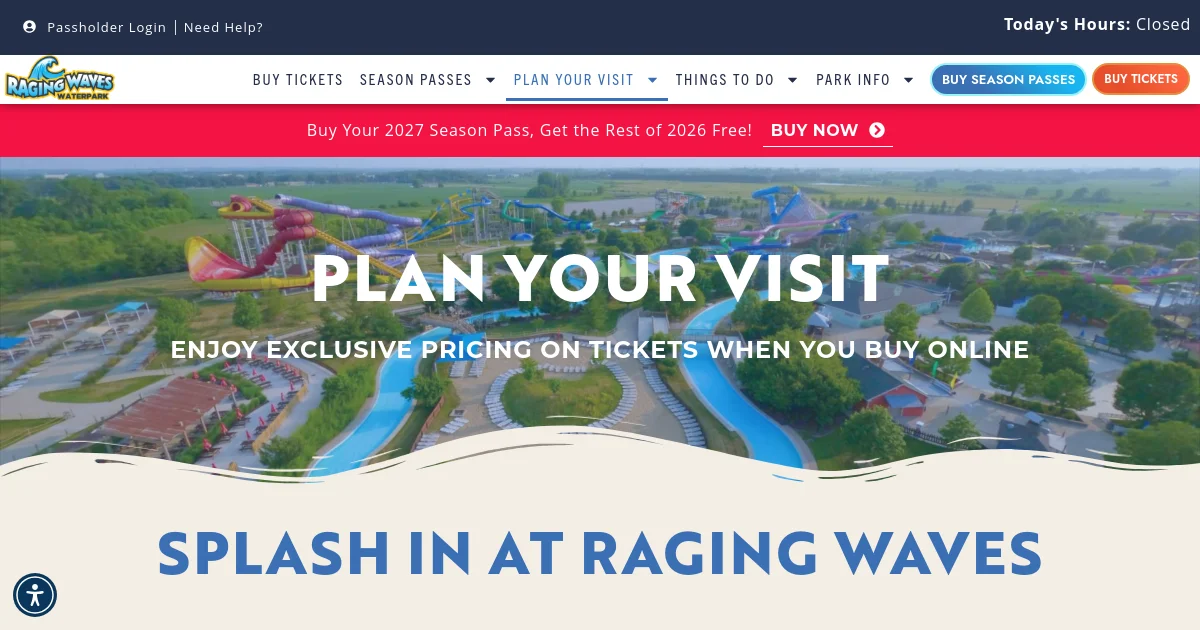 Raging Waves pricing page