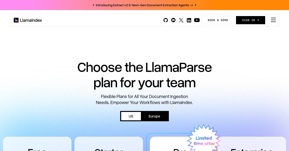 LlamaIndex Inc. pricing page