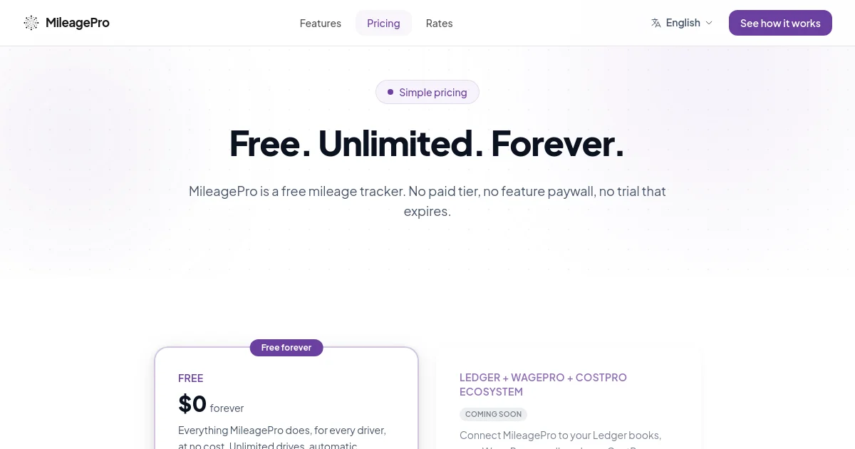 Mileagepro pricing page