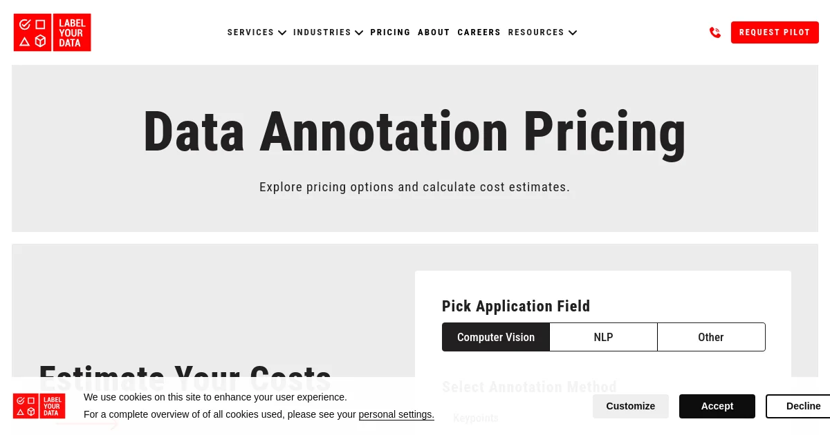 Label Your Data pricing page