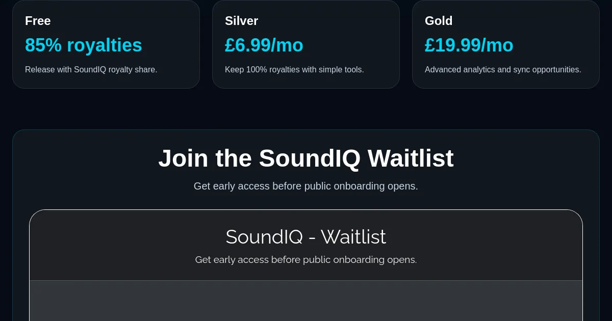Soundiq pricing page