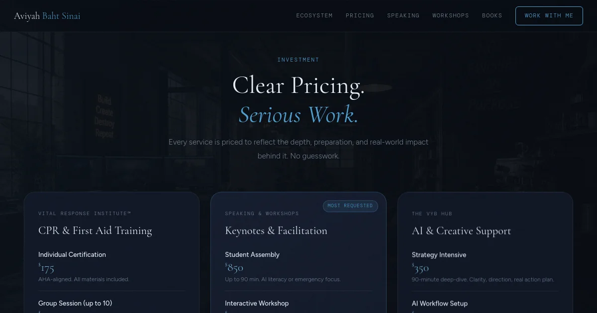 Aviyah pricing page