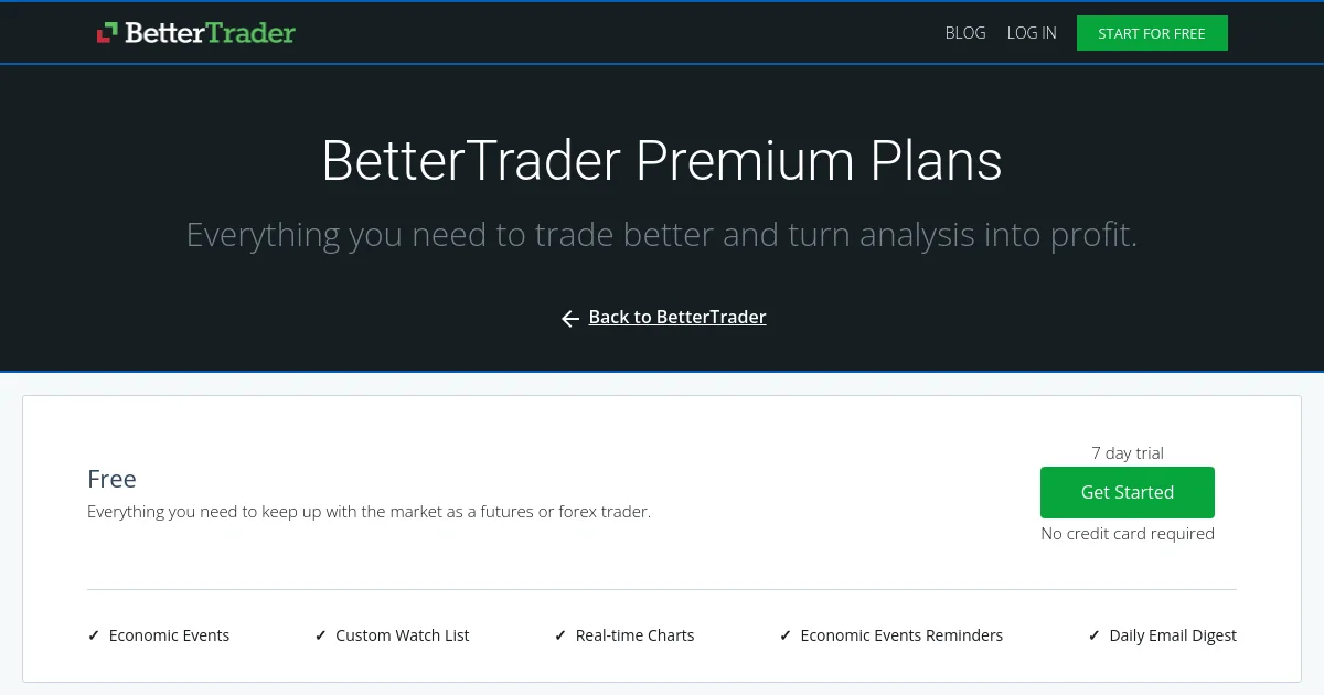 BetterTrader pricing page