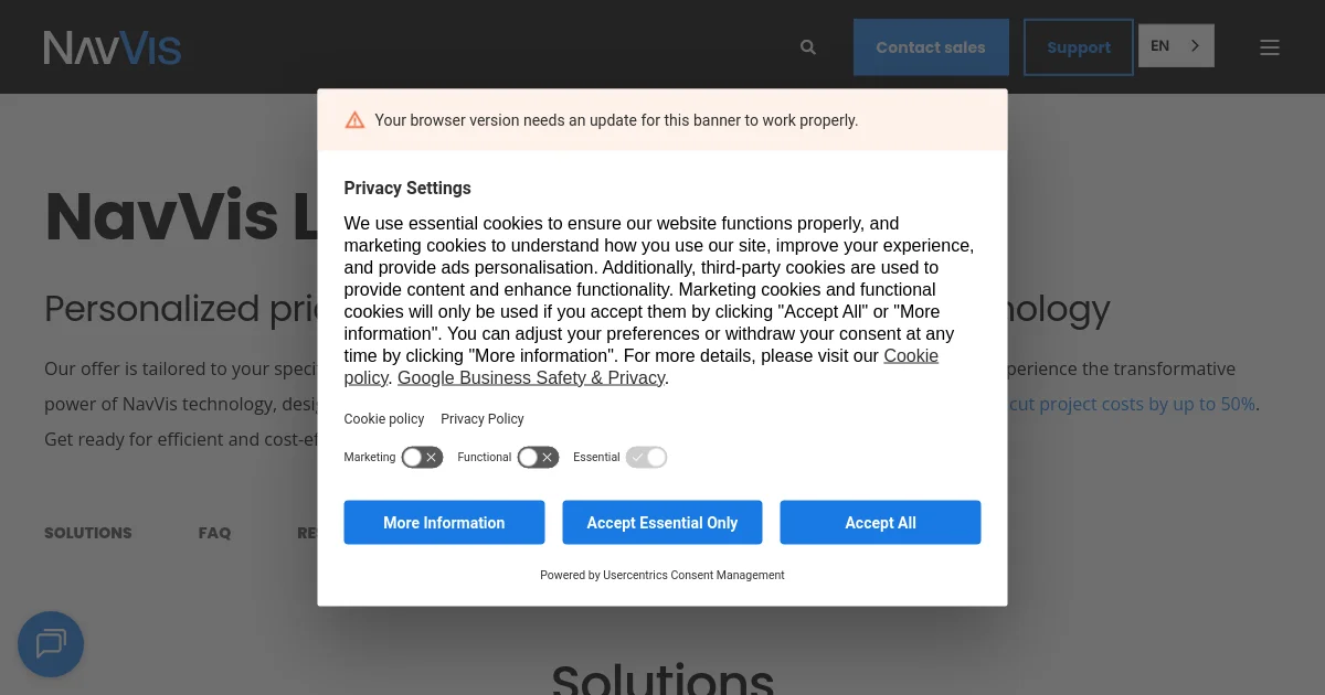 NavVis pricing page