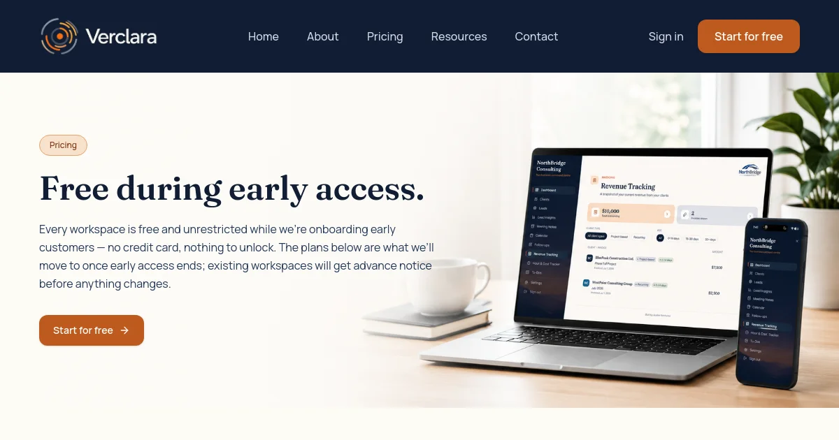 Verclara pricing page