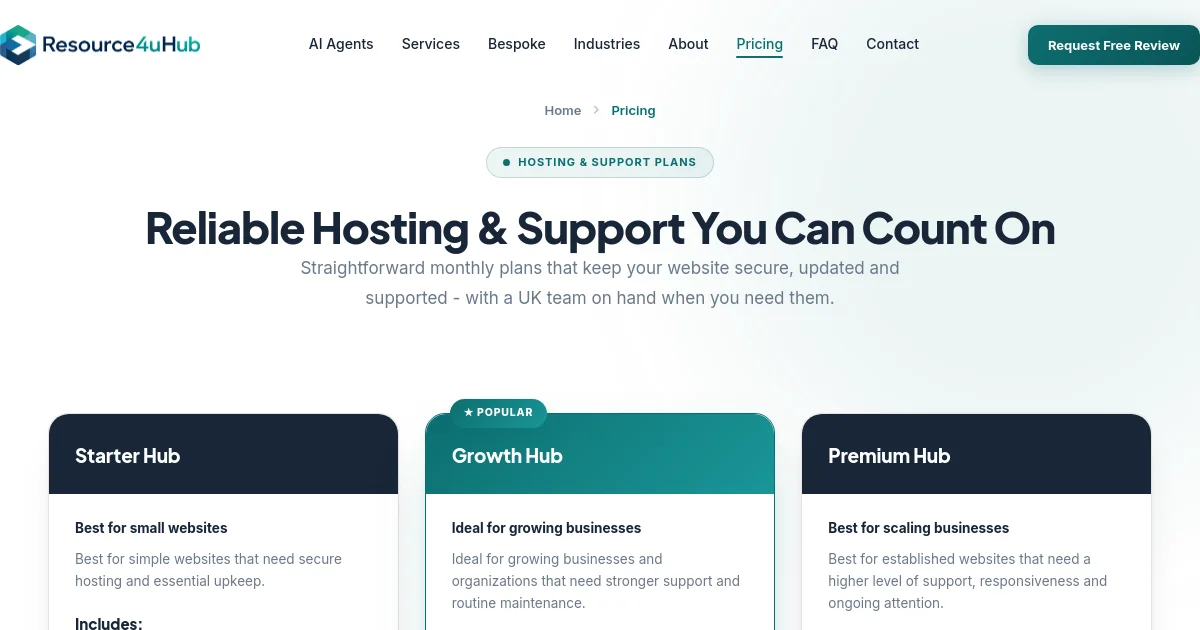 Resource4uhub pricing page