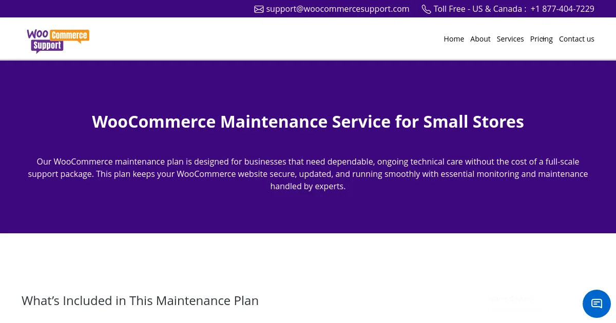 Woocommerce Support pricing page