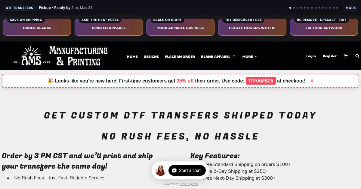 Same Day Dtf Transfer Lab pricing page