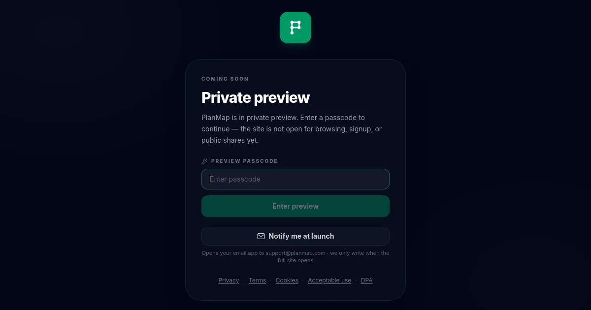 Planmap pricing page