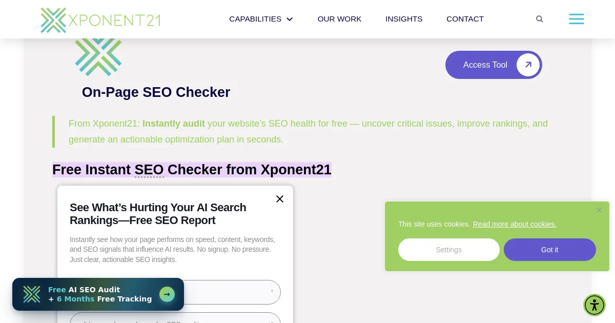 XPonent21 pricing page