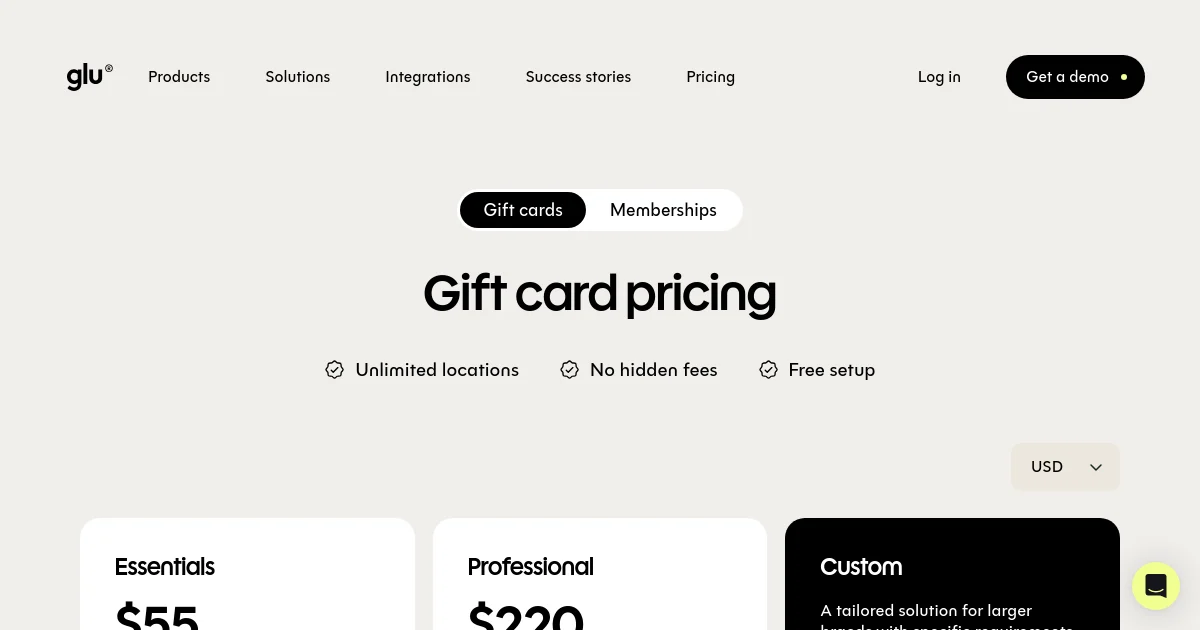 Glu pricing page