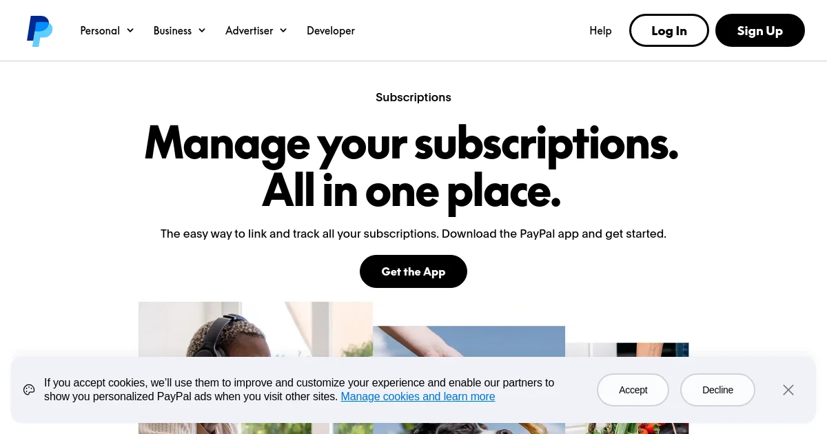 PayPal pricing page