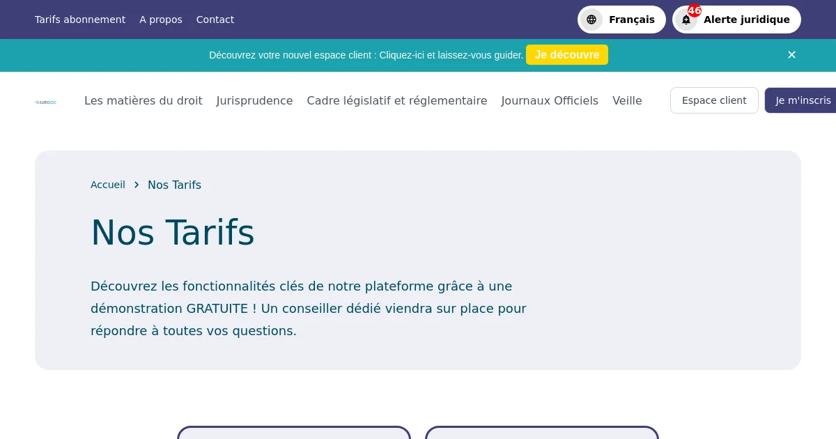 Juridoc.tn pricing page
