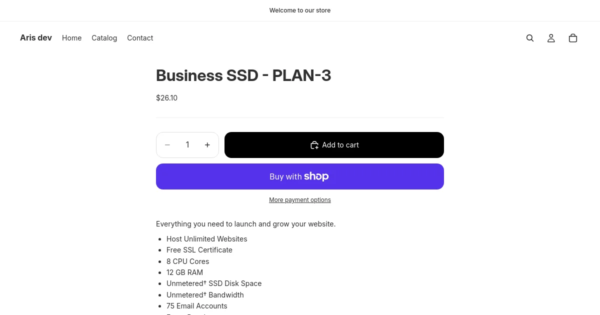Arisdev pricing page