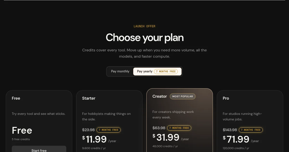 Brightmoon pricing page