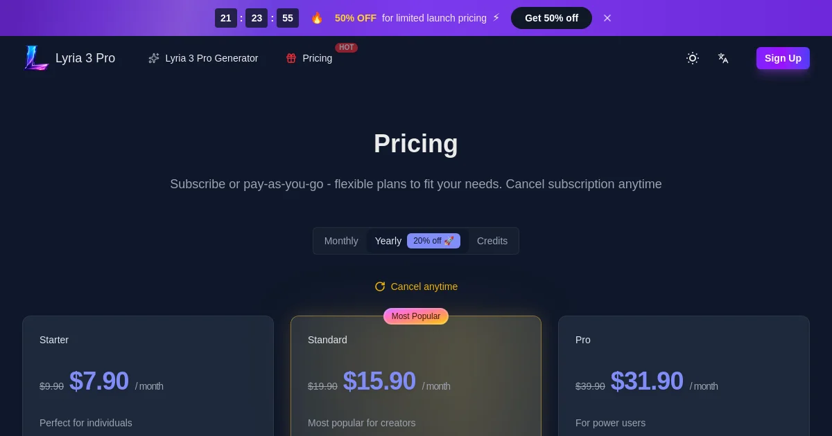 Lyria 3 Pro pricing page