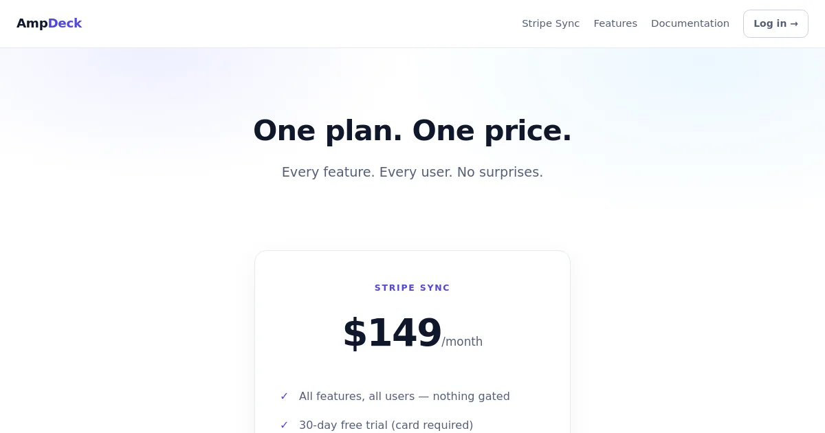 Ampdeck pricing page