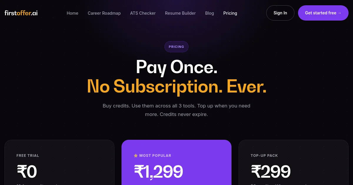 Firstoffer pricing page