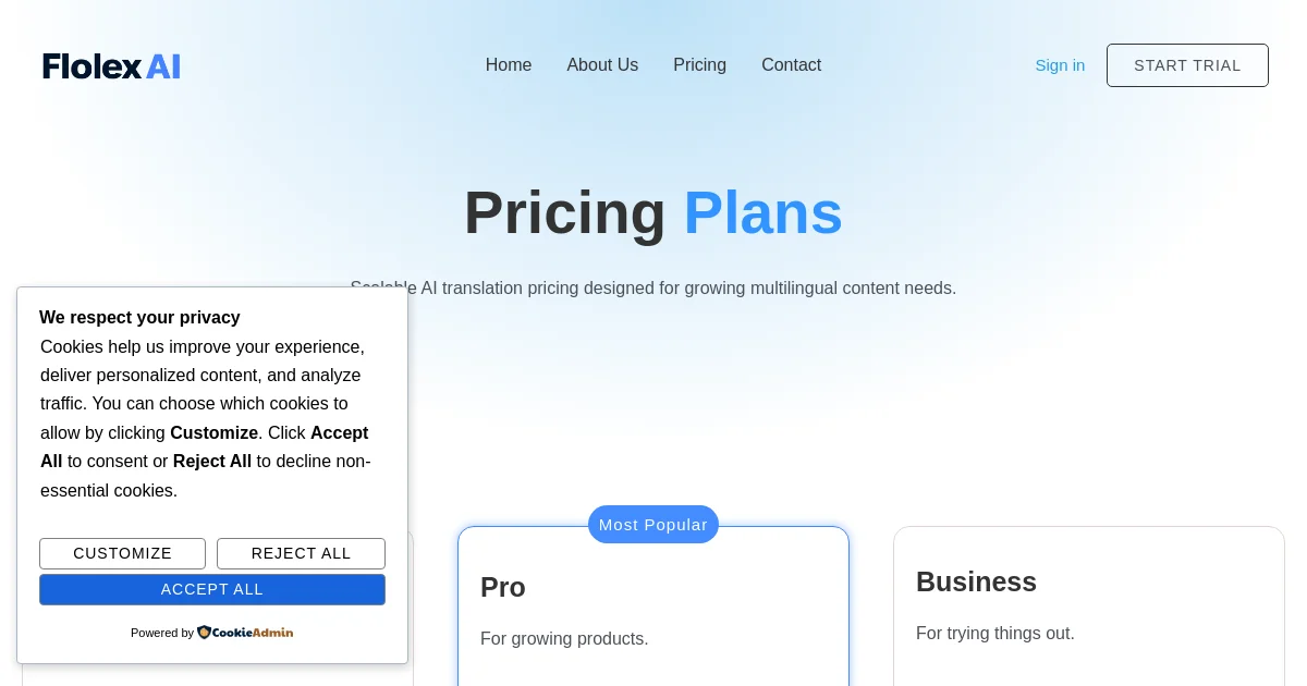 Flolex pricing page